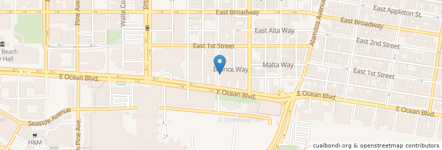 Mapa de ubicacion de 555 East American Steakhouse en United States, California, Los Angeles County, Long Beach.