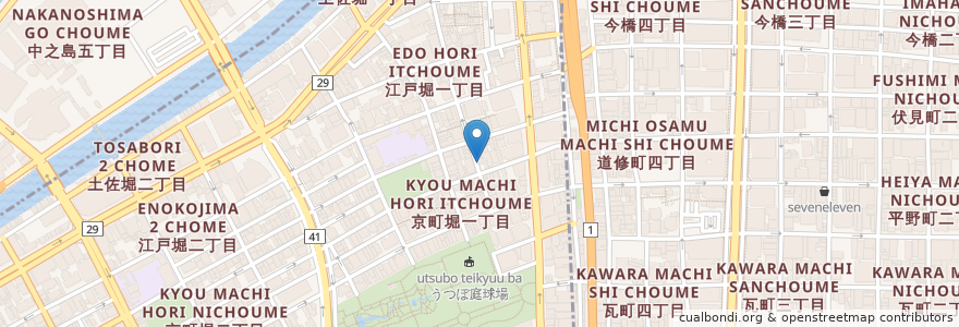 Mapa de ubicacion de くぼかわ en ژاپن, 大阪府, 大阪市, 北区, 西区.