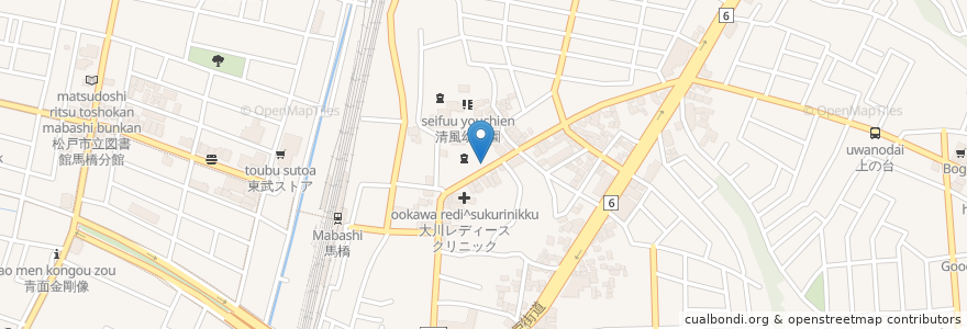 Mapa de ubicacion de Cafe de Wish en Japonya, 千葉県, 松戸市.
