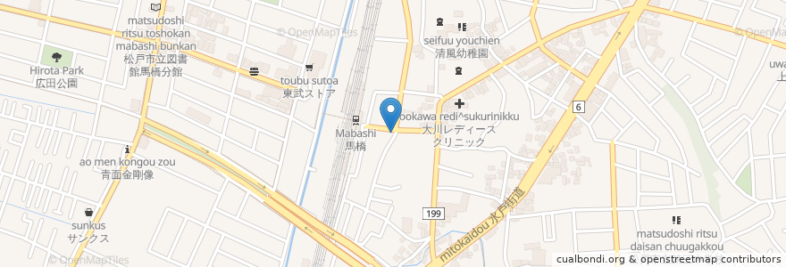 Mapa de ubicacion de 稲毛屋 en Japan, 千葉県, 松戸市.
