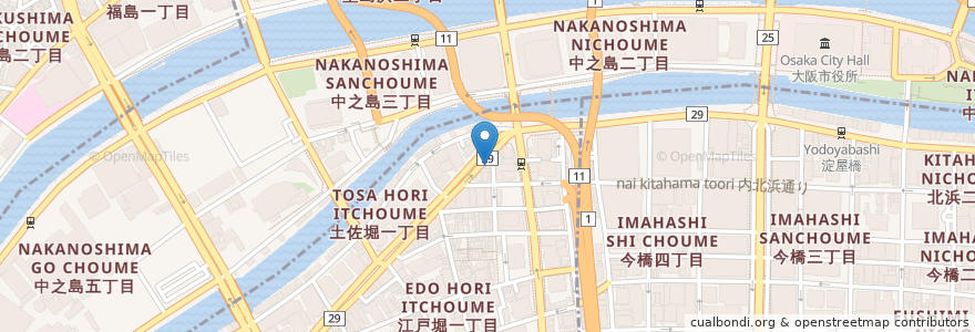 Mapa de ubicacion de 蛸焼とおでん クレ en Япония, Осака, 大阪市, 北区, 西区.
