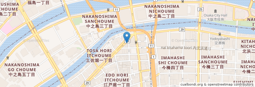 Mapa de ubicacion de ラーめん亭 en Japão, 大阪府, 大阪市, 北区, 西区.