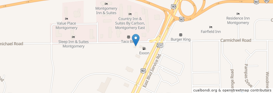 Mapa de ubicacion de Waffle House en United States, Alabama, Montgomery County, Montgomery.
