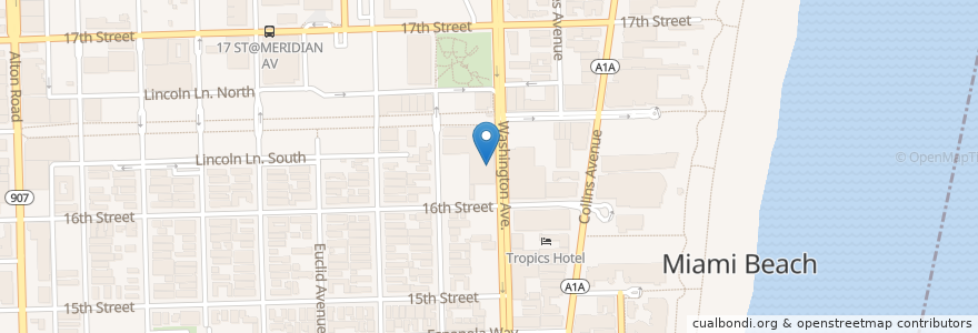 Mapa de ubicacion de FIU Architecture & The Arts en 미국, 플로리다주, 마이애미데이드 군, 마이애미비치.