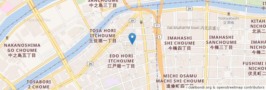 Mapa de ubicacion de おうちごはん六花 en Japan, Präfektur Osaka, 大阪市, 北区, 西区.