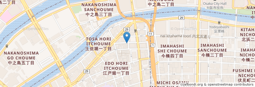 Mapa de ubicacion de 火菜屋 en 日本, 大阪府, 大阪市, 北区, 西区.