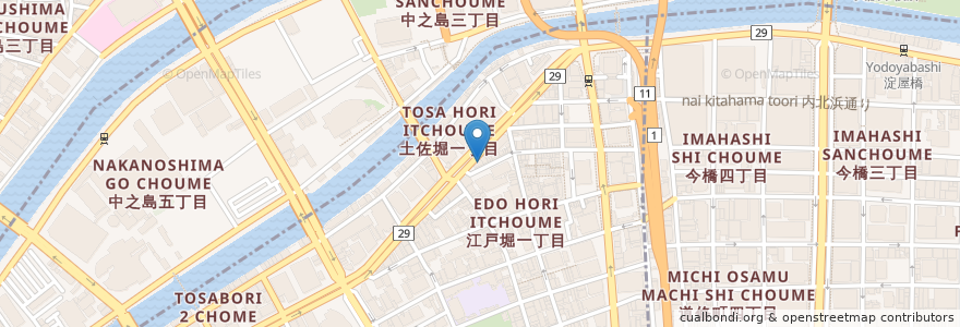 Mapa de ubicacion de まるじゅ en Japan, Osaka Prefecture, Osaka, Kita Ward, Nishi Ward.