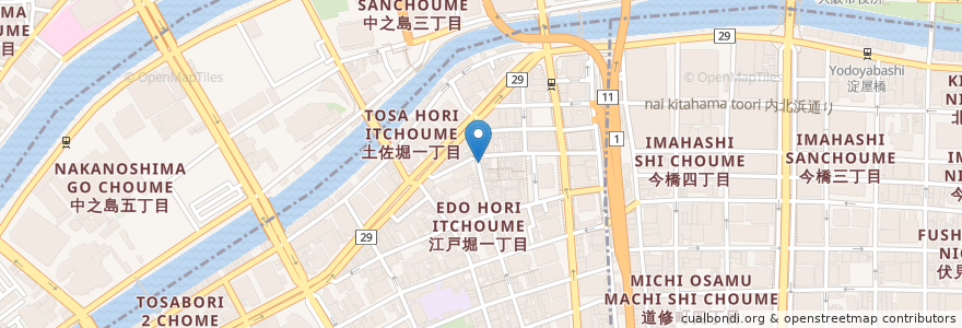 Mapa de ubicacion de 江里花 en Japan, Präfektur Osaka, 大阪市, 北区, 西区.