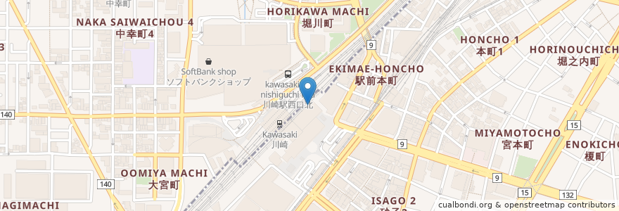 Mapa de ubicacion de ふたば製麺 en 일본, 가나가와현, 川崎市.