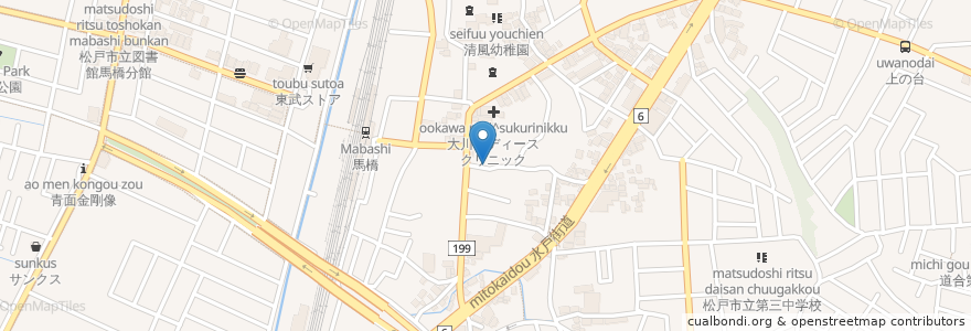 Mapa de ubicacion de 東風歯科 en 日本, 千葉県, 松戸市.