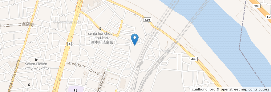Mapa de ubicacion de 氷川神社 en ژاپن, 東京都, 足立区.