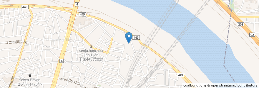 Mapa de ubicacion de 千住の名倉整形外科 en Japon, Tokyo, 足立区.