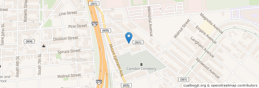 Mapa de ubicacion de Masjid Muhammad Abdul Wahab en 美利坚合众国/美利堅合眾國, 新泽西州 / 新澤西州 / 紐澤西州, Camden County, Camden.