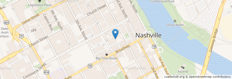 Mapa de ubicacion de U.S. Bank en Amerika Syarikat, Tennessee, Nashville-Davidson.