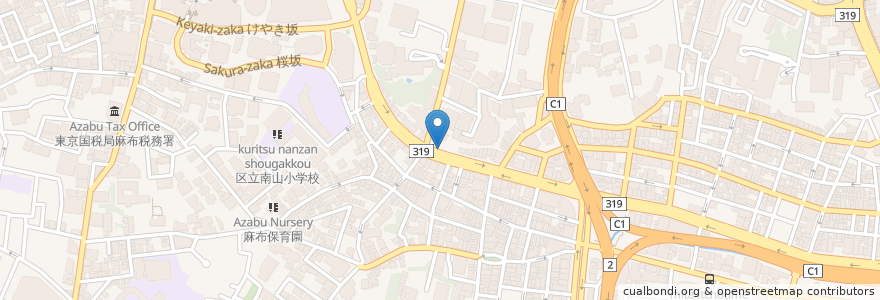 Mapa de ubicacion de 麻布十番公共駐車場 en ژاپن, 東京都, 港区.