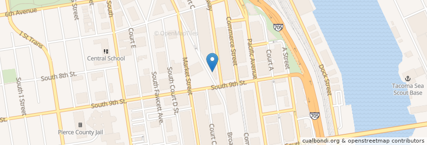 Mapa de ubicacion de Steampunk Vapory Lounge en Amerika Birleşik Devletleri, Vaşington, Pierce County, Tacoma.