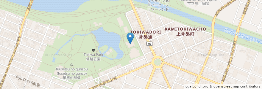 Mapa de ubicacion de 旭川市公会堂 en 일본, 홋카이도, 上川総合振興局, 旭川市.