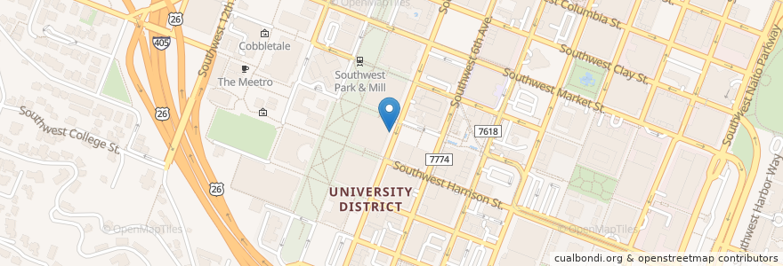Mapa de ubicacion de Southwest Broadway at Smith Memorial Student Union en Amerika Birleşik Devletleri, Oregon, Portland, Multnomah County.