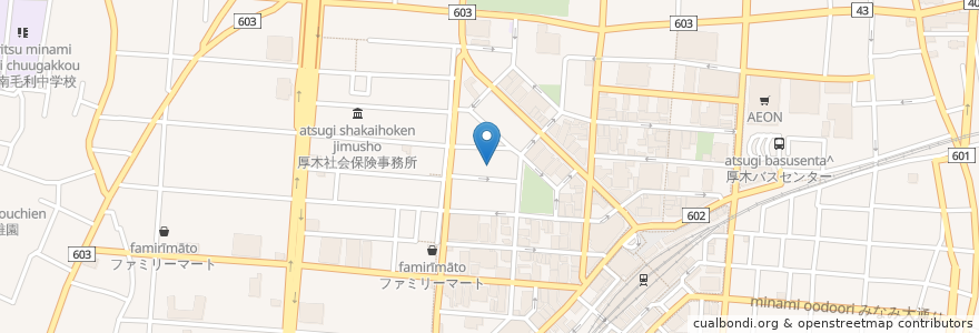 Mapa de ubicacion de 厚木産婦人科 en اليابان, كاناغاوا, 厚木市.
