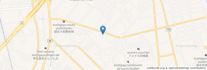 Mapa de ubicacion de 栃木銀行 en اليابان, 埼玉県, 越谷市.