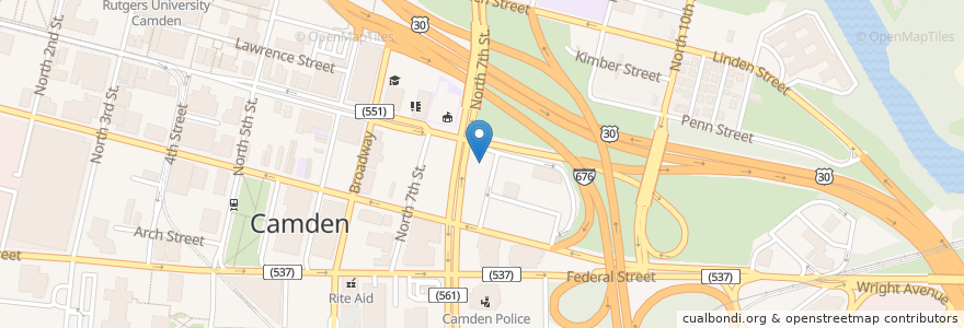 Mapa de ubicacion de Newton Friends Meetinghouse en ایالات متحده آمریکا, نیوجرسی, Camden County, Camden.
