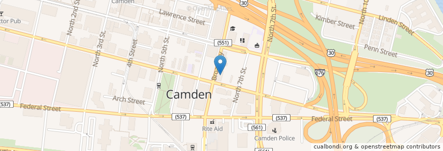 Mapa de ubicacion de Diocese of Camden en Verenigde Staten, New Jersey, Camden County, Camden.