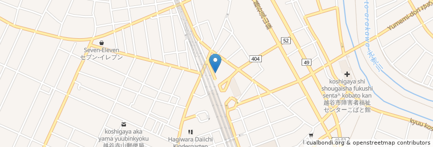 Mapa de ubicacion de 越谷市立図書館中央図書室 en 日本, 埼玉県, 越谷市.