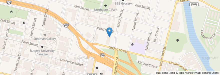 Mapa de ubicacion de Northgate Family Pharmacy en 美利坚合众国/美利堅合眾國, 新泽西州 / 新澤西州 / 紐澤西州, Camden County, Camden.