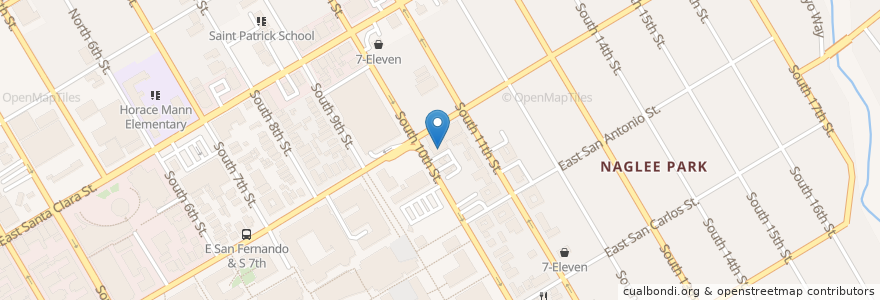 Mapa de ubicacion de 산호세실리콘밸리예배소;San Jose Silicon Valley Korean Seventh-Day Adventist Company en Estados Unidos Da América, Califórnia, Santa Clara County, San Jose.