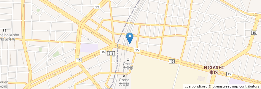 Mapa de ubicacion de GEO en Japan, Aichi Prefecture, Nagoya, Higashi Ward.