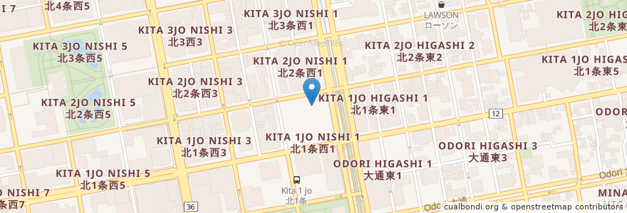 Mapa de ubicacion de タイムズ en ژاپن, 北海道, 石狩振興局, 札幌市, 中央区.