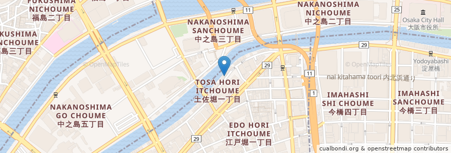 Mapa de ubicacion de 炭火焼鳥 矮鶏 en Japão, 大阪府, 大阪市, 北区.