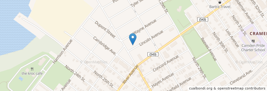 Mapa de ubicacion de Camden First Spanish Church of the Nazarene en 美利坚合众国/美利堅合眾國, 新泽西州 / 新澤西州 / 紐澤西州, Camden County, Camden.
