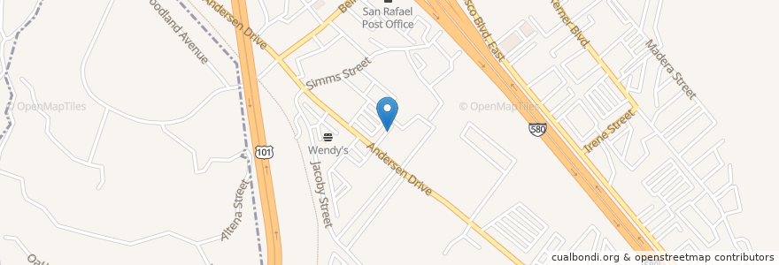 Mapa de ubicacion de Micheal’s Sourdough Sandwiches en アメリカ合衆国, カリフォルニア州, Marin County, San Rafael.