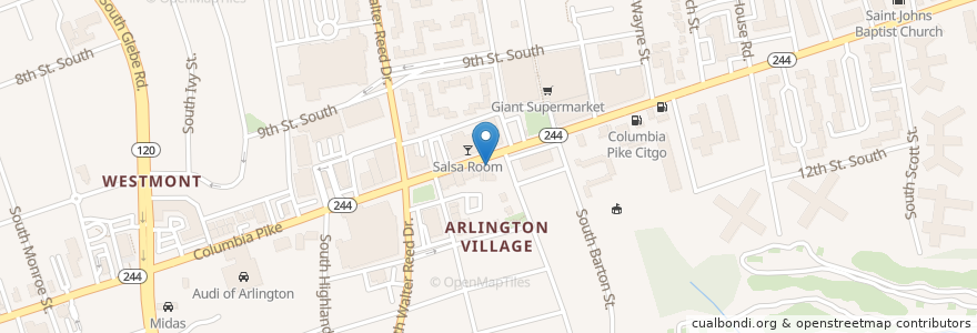Mapa de ubicacion de Domino's en アメリカ合衆国, バージニア州, Arlington County, Arlington.