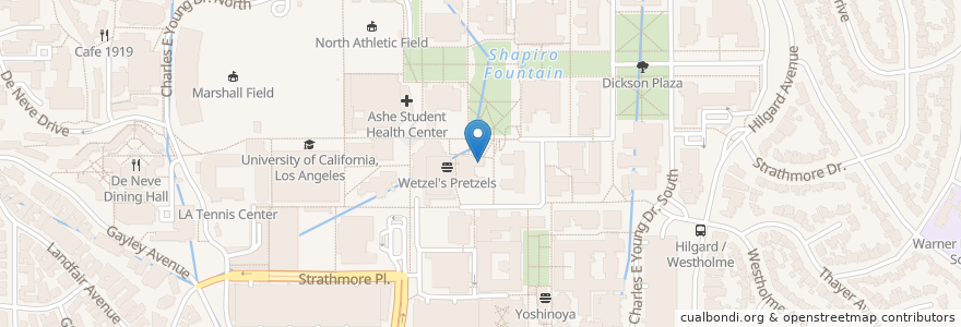 Mapa de ubicacion de Kerckhoff Coffee House en États-Unis D'Amérique, Californie, Los Angeles County, Los Angeles.