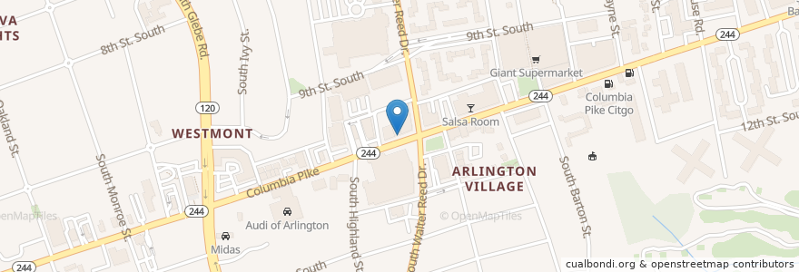 Mapa de ubicacion de Boru Ramen en 美利坚合众国/美利堅合眾國, 弗吉尼亚州 / 維吉尼亞州 / 維珍尼亞州, Arlington County, Arlington.
