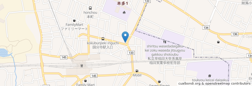 Mapa de ubicacion de 胡桃堂喫茶店 en Япония, Токио, Кокубундзи.