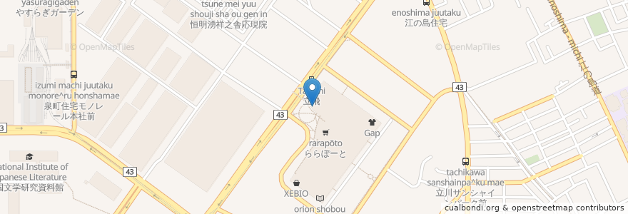 Mapa de ubicacion de エッグスンシングス en Япония, Токио, Татикава.