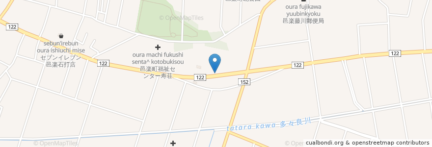 Mapa de ubicacion de 八幡宮 en Япония, Гумма, 邑楽郡, 邑楽町.