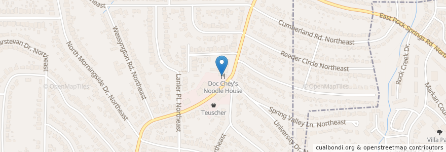 Mapa de ubicacion de Doc Chey's Noodle House en Verenigde Staten, Georgia, Fulton County, Atlanta.