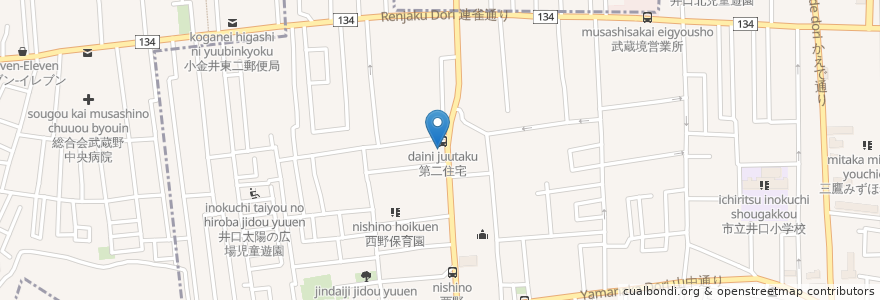 Mapa de ubicacion de Ngan café en 일본, 도쿄도, 三鷹市.