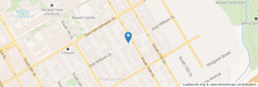 Mapa de ubicacion de William Street at 10th Street en Amerika Birleşik Devletleri, Kaliforniya, Santa Clara County, San Jose.