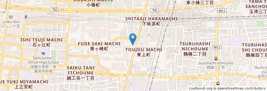 Mapa de ubicacion de タッカンマリ コッキオ en 일본, 오사카부, 오사카, 天王寺区.