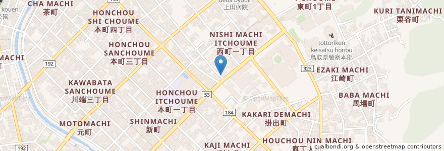 Mapa de ubicacion de 本家夢屋 en Japón, Prefectura De Tottori, 鳥取市.