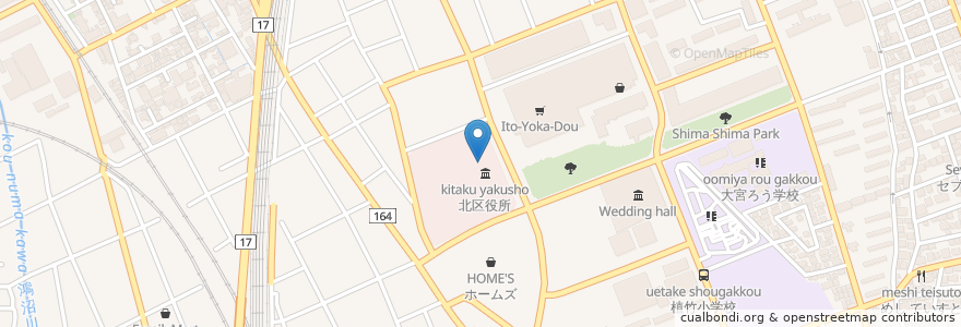 Mapa de ubicacion de 北図書館 en 日本, 埼玉県, さいたま市, 北区.