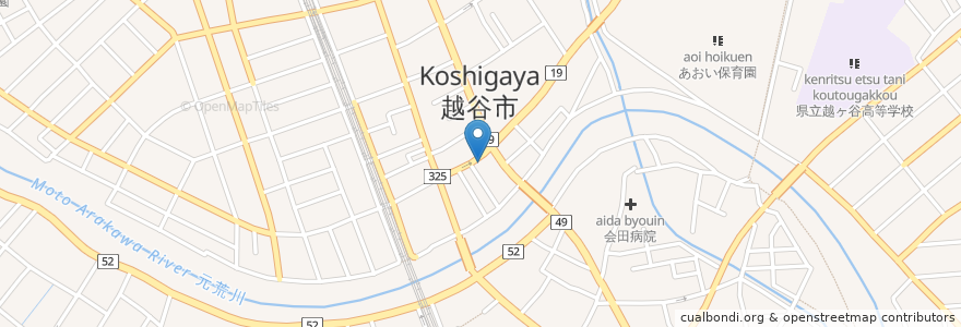 Mapa de ubicacion de ラーメンばんだい en 日本, 埼玉県, 越谷市.