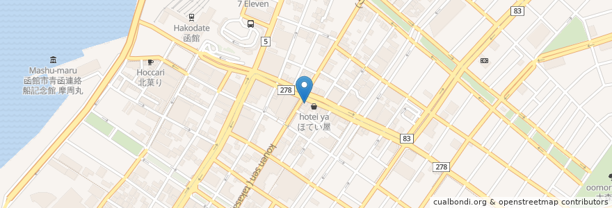 Mapa de ubicacion de 四代目 en 일본, 홋카이도, 渡島総合振興局, 函館市.