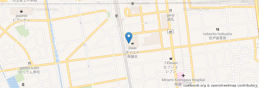 Mapa de ubicacion de Koshigaya City Library Nambu (South) branch en Japan, Saitama Prefecture, Koshigaya.