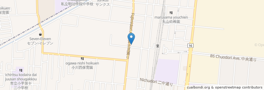 Mapa de ubicacion de ツルハドラッグ 小平小川店 en Japonya, 東京都, 東村山市, 小平市.